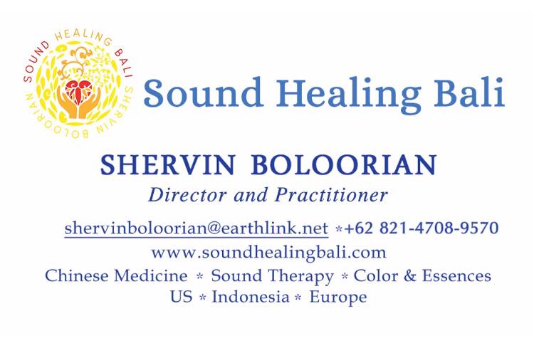 Sound Healing Bali Contact Card.