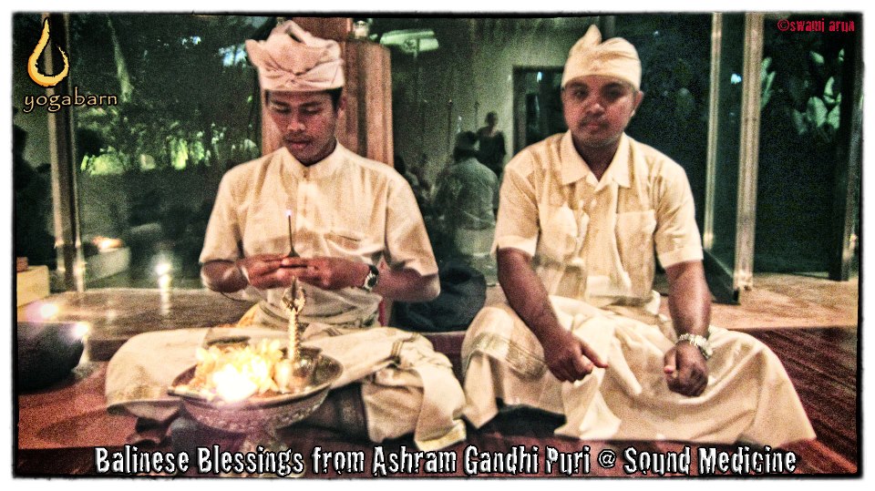 Hindu Priests from Ashram Gandhi Puri supporting Sound Medicine in Bali with chants and a traditional blessing